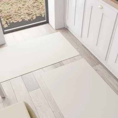Image of PETTI Artigiani Italiani Kitchen Rug, Runner, Washable, Non Slip, Rug Solid Colour, 52 x 440 cm, Sand, 100% Made in Italy