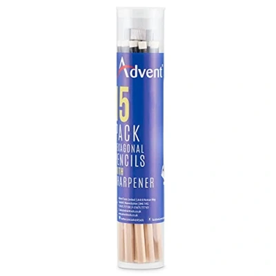 Image of Advent Hexagonal Carpenters Pencils Tub of 15 + Sharpener ACP TUB15