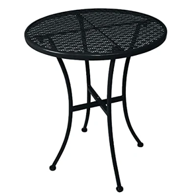 Image of Bolero Black Steel Patterned Round Bistro Table Restaurant Bar Cafe