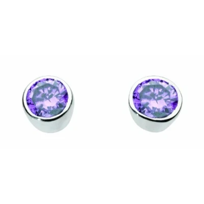 Image of Dew Sterling Silver and Round Amethyst Stud Earrings