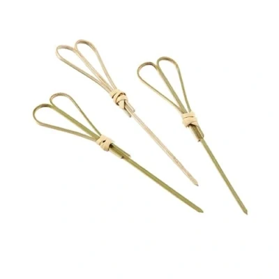Image of Genware Wooden Bamboo Heart Shape Looped Skewers 12cm / 4.7inch x 100
