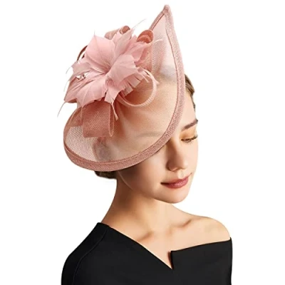 Image of DRESHOW Fascinator Hats Tea Party Hat Vintage Pillbox Headband Cocktail Headwear for Girls and Women