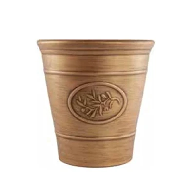 Image of Metallic Effect Olive Planter Plastic Plant Flower Pot Garden Home 30cm Gold