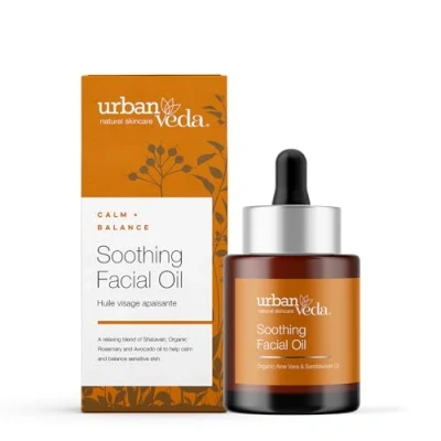 Image of Urban Veda Soothing Facial Oil for Dry, Sensitive and Mature Skin Avocado &amp; Rosehip Face Calming, Nourishing Brightening Natural with Bio Vitamin A 30 ML