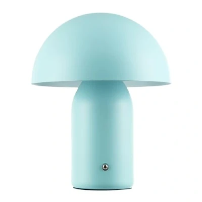 Image of Modern Rechargeable Mushroom Table Lamp in Mat Duck Egg USB C Cable Included 3 Step Touch Dimmer 3600mAh Power 3w 3000k LED by Happy Homewares