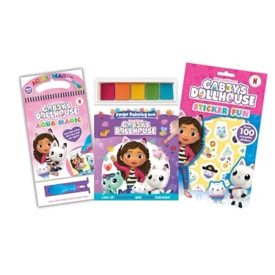 Image of Anila&#039;s Gabby&#039;s Dollhouse Activity Set with Aqua Magic, Finger Painting &amp; Sticker Book.