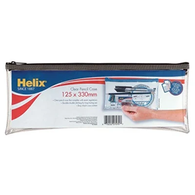 Image of Helix Large Clear Pencil Case (Assorted Colours)