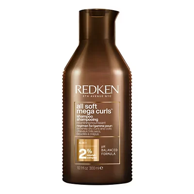Image of REDKEN All Soft Mega Curls Shampoo, for Very Dry Curly and Coily Hair, Nourishes, Hydrates Combats Frizz, Vegan Formula, Sulphate Free Formula a Gentle Cleanse, 300ml