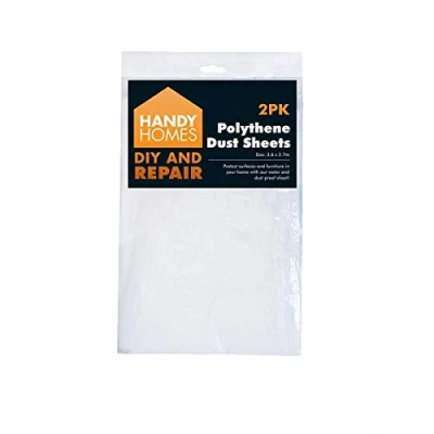 Image of AKH® Polythene Dust Sheets 2pk Large (3.6m x 2.7m) for Decorating, DIY, Painting, Furniture Jobs to Protect and Flooring