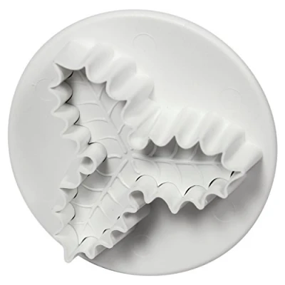 Image of PME HS635 Veined Three Leaf Holly Plunger Cutter, Large Size, White