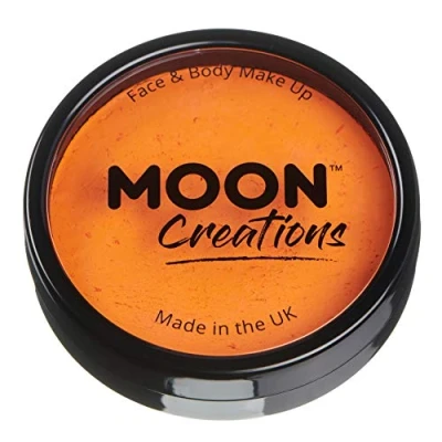 Image of Moon Creations Pro Face &amp; Body Makeup Bright Orange 36g Professional Colour Paint Cake Pots For Painting Kids, Adults, Fancy Dress, Festivals, Halloween