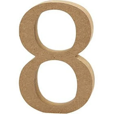 Image of 13cm Large Wooden MDF Number Shape to Decorate 8 Wood Shapes for Crafts