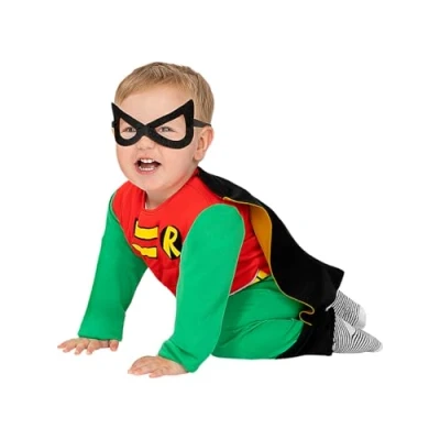 Image of Funidelia Robin Costume for Babies baby Boy Wonder, Superheroes, DC Comics Costumes kids, accessory fancy dress &amp; props Halloween, carnival parties Size 0 6 months Red