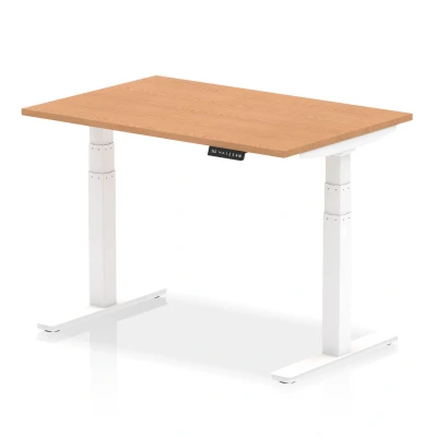 Image of Air 1200/800 Oak Height Adjustable Desk With White Legs HA01037