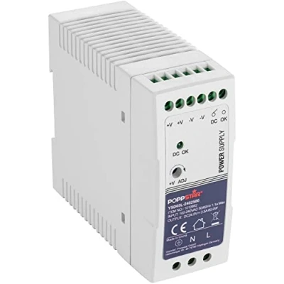 Image of Poppstar Ultra Slim Power Supply for DIN rail 90W (12V DC 7.5 A 90 Watt) Adapter/Transformer 55x100x92mm