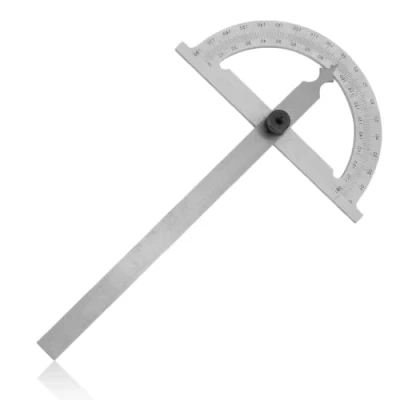 Image of Angle Protractor, 0 to 180 Degrees Carbon Steel Chrome Plated Finder, 80 X 120mm with Arm Marker Locator