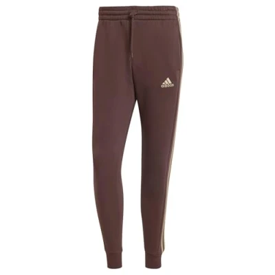 Image of adidas Men&#039;s Essentials Fleece 3 Stripes Tapered Cuff Pants (Plus Size), Tent Green F16, M Extra Tall