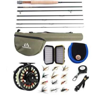 Image of MAXIMUMCATCH Maxcatch Fly Rod Traveller Fishing Rod: 7 piece IM10 Carbon in 5/6/7/8 Weight (Sensing Combo Kit, 9&#039; 6wt Kit)