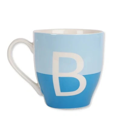 Image of FabFinds Hugga Mug with Initials Classic Black and White Ceramic Large Gift Coffee Cups 500ml (H11cm X W11cm) (Approx.) (B Two Tone)