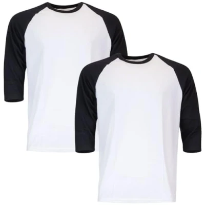 Image of Gildan Men&#039;s Heavy Cotton 3/4 Raglan T Shirt, Style G5700, 2 Pack, White/Black, XL (Pack of 2)