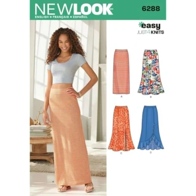 Image of New Look Sewing Pattern 6288: Misses&#039; Pull on Knit Skirts, Size A, White, 36 48