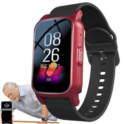 Image of Fall Detection Smartwatch For Seniors, Health Watch, GPS Smart Watch With Detection, SOS &amp; Monitoring, Alarm The Elderly,Red