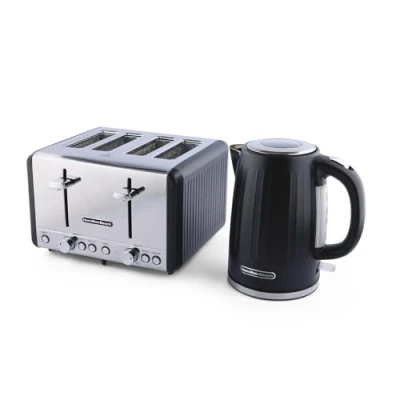 Image of Hamilton Beach Kettle and Toaster Set, Harmony, Electric 1.7L, Wide Slot 4 Slice, Boil Dry Protection, 6 Variable Browning Levels, Espresso HBHARME