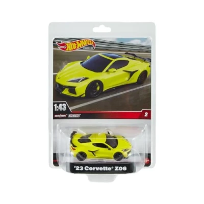 Image of Hot Wheels Premium Corvette Z06, 1:43rd Scale Vehicle, Officially Licensed Replicas for Adult Collectors, Real Riders Tires, Metal/Metal Body &amp; Chassis, HMD48