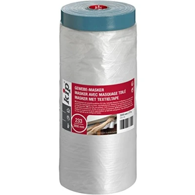 Image of Kip Drop Cloths Pre Taped Painters Masking Film 2600mm x 17m with Duct Tape, Drape for Spraying, Covering, Suitable Outdoor Decorating &amp; Windows