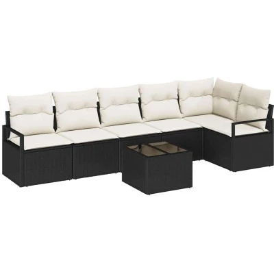 Image of vidaXL 6 Piece Garden Sofa Set with Cushions Brown Poly Rattan