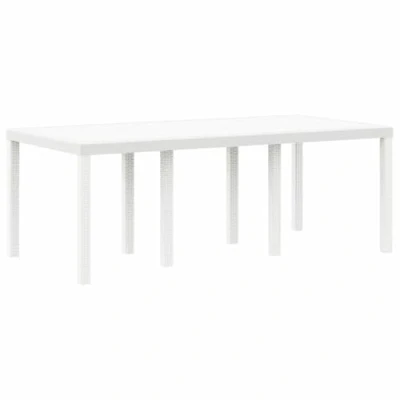 Image of vidaXL outdoor patio table rectangular white 2m plastic durable, UV &amp; water resistant seats 8 for garden, deck, terrace