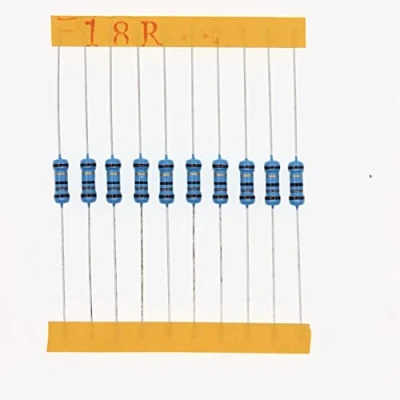 Image of HUABAN 100 Pieces 0.5 Watts 1/2W 18R 18 Ohm 1% Metal Film Resistor