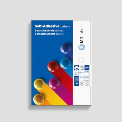 Image of MDlabels Universal Labels DIN A4 Adhesive Printable White (70 x 42.60 mm, 2100 Labels)