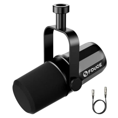 Image of FDUCE SL40X XLR Dynamic Microphone for Vocal Recording, Podcasting, Gaming, Live streaming&amp;Broadcasting, All Metal Cardioid Mic, Voice Isolating Technology Black