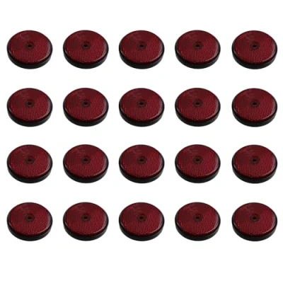 Image of 20 x Red Round Circular Reflectors for Driveway Gate Fence Posts Trailer Rears