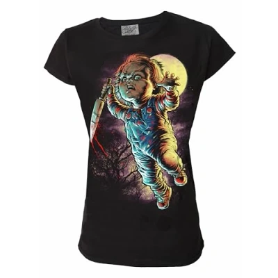 Image of Chucky Genuine Darkside Horror Film Womens T Shirt Medium Black