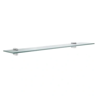Image of Smedbo &quot;Air&quot; Bathroom Glass Shelf with Brackets, Polished Chrome