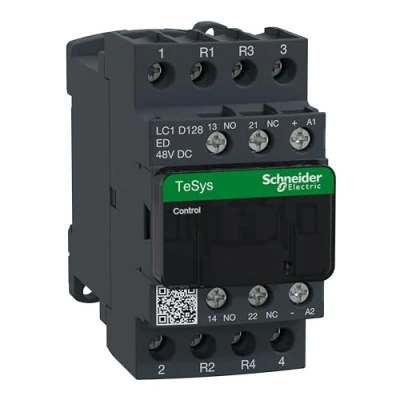 Image of Schneider LC1D128E7 Contactor 25A Amp 48V AC Volt 4 Main Poles 2 N/O &amp; N/C With 1 Aux Contact Configuration