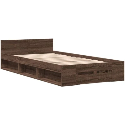 Image of vidaXL Bed Frame with Drawer without Mattress Brown Oak 75x190 cm Small Single