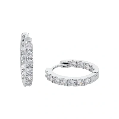 Image of Amor Creoles 925 sterling silver ladies earrings, with cubic zirconia synth, 1.8 cm, silver, Comes in jewelry gift box, 2017380