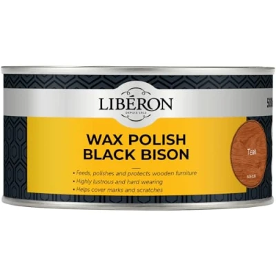 Image of Liberon 500Ml Teak Wax Polish Black Bison (Paste)