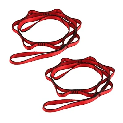 Image of 2 pcs Daisy Chains Adjustable Nylon Climbing Straps Yoga Hammock Extension (Red)