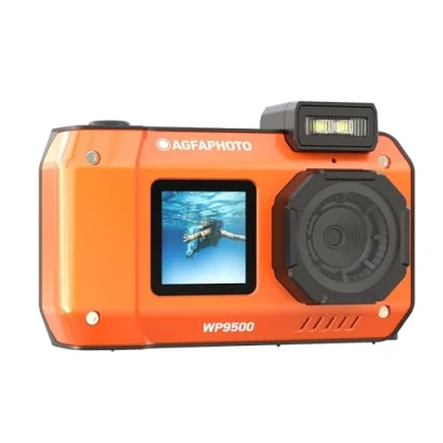 Image of AgfaPhoto Realishot WP9500 Waterproof Digital Camera, 7 m Waterproof, 24 MP, 18X Zoom, 4K Video, Dual Screen 2.9 Inch/1.4 Inch Orange