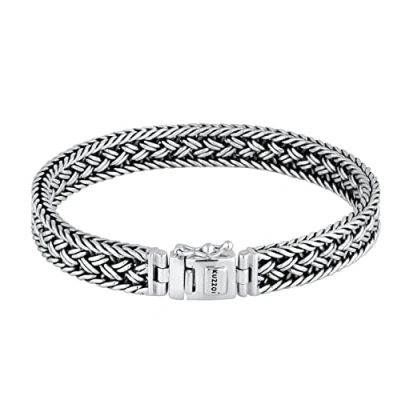 Image of Kuzzoi Buddha Silver Bracelet for Men, Handmade Byzantine Chain Bracelet, Made of Real Solid 925 Sterling Silver, Men&#039;s Engraving, Length: 17 cm, Width: 10 mm, Weight: 38 g