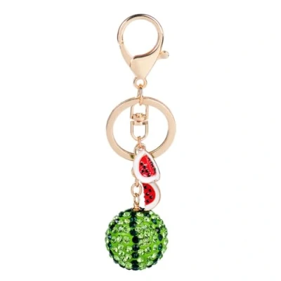 Image of INSTITIZER Rhinestone Watermelon Keychain Crystal Fruit Key Ring Metal Chain for Women Charm Keychains Car Backpacks Handbag Decorations