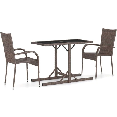 Image of vidaXL 3 Piece Garden Dining Set Brown