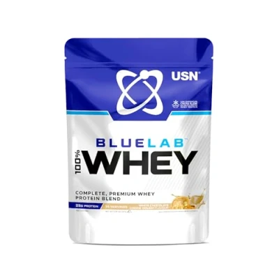 Image of USN Blue Lab Whey Protein Powder, White Chocolate Cookie Dough Flavour 476g (14 Servings), Premium Isolate Dietary Supplement, Post Workout Lean Muscle Growth BCAA Amino Acids Powder