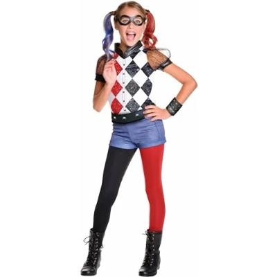 Image of Rubie&#039;s Official DC Super Hero Girl&#039;s Deluxe Harley Quinn Costume Large Halloween