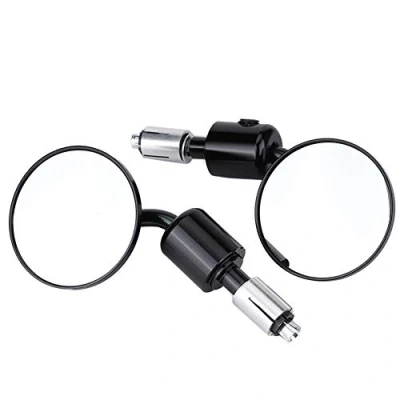 Image of 7/8&quot; motorcycle Hand Bar Rear View mirrors Universal Adjustable 3&quot; Round end Side mirror for Dirt Bike Scooter ATV (Black)bar