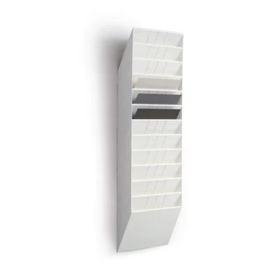 Image of Durable Flexiboxx 12 Literature Holder A4 Landscape White Wall Mounted Document Ideal for Flyers, Brochures, Magazines, etc.